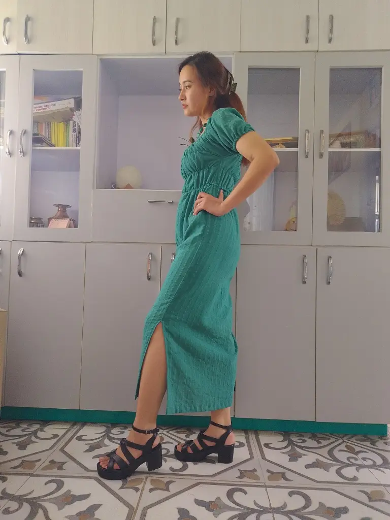 034 Dark Green long dress with   stretchable chest1 (7).webp