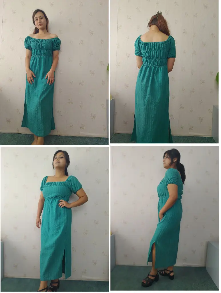 034 Dark Green long dress with   stretchable chest1 (4).webp