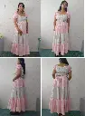 035 White Pink horizontal pattern mixed fabric long flexible dress (2).webp