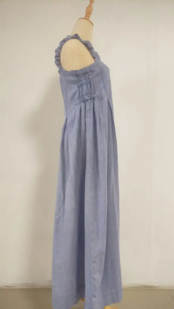 52 Hemp cotton Blue sleeveless long skirt (2).webp