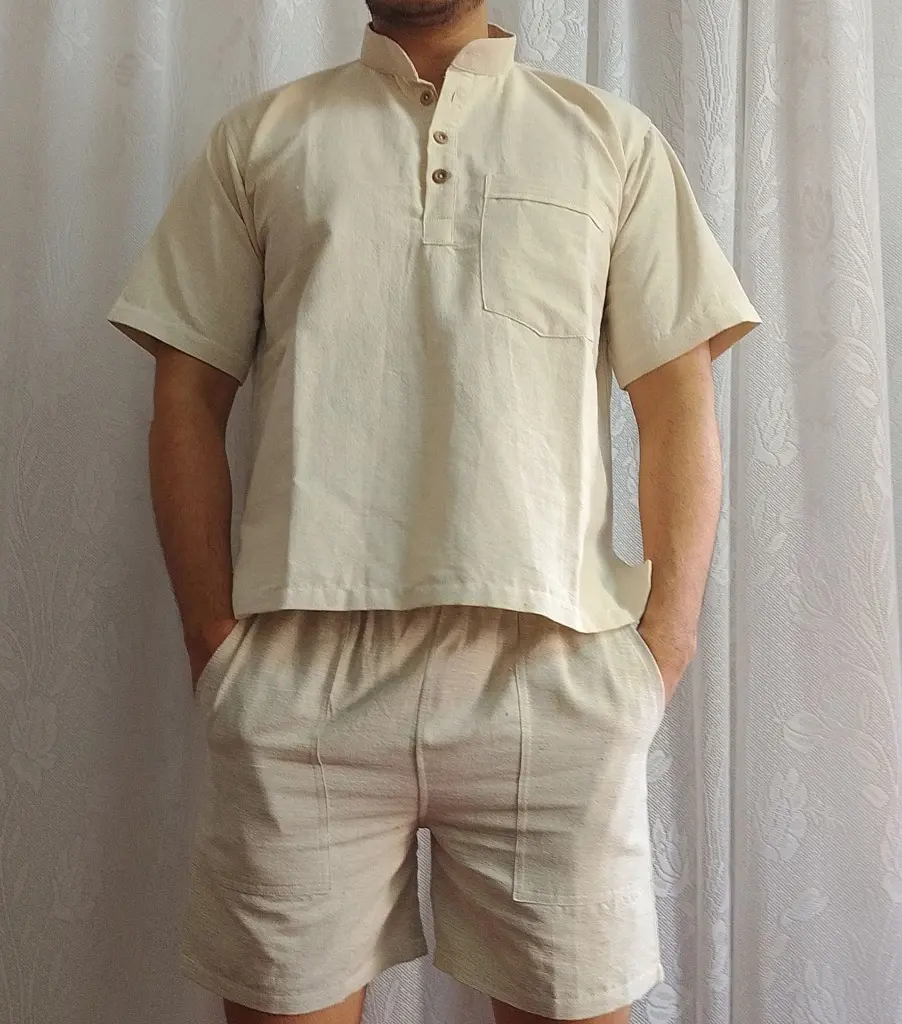 80. Hemp-80 cotton-20 Top  T shirt polo shirt men and shorts set (3).webp