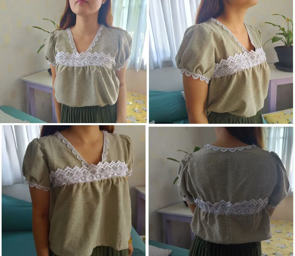 012 hemp cotton brownish yellow laced blouse top4.webp