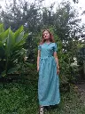 073 Hemp cotton bluish green long large wrapper dress (11).webp