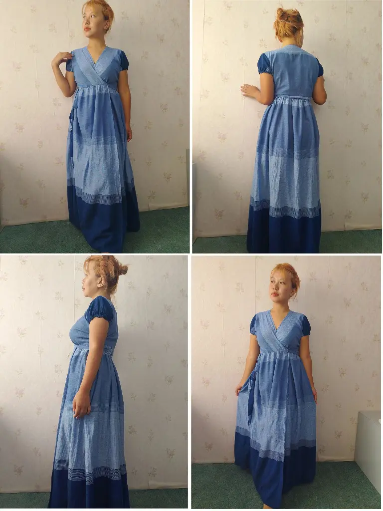 027 Cotton Blue white pattern wrapper long dress1 (2).webp