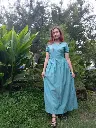 Hemp cotton bluish green long large wrapper dress