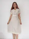 Linen hemp cotton medium sized dress with white lace