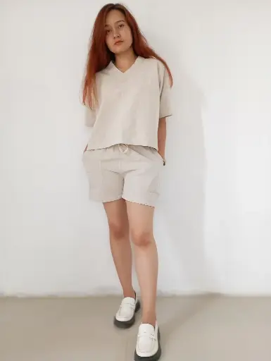 Hemp cotton Top/T shirt and  shorts set for women